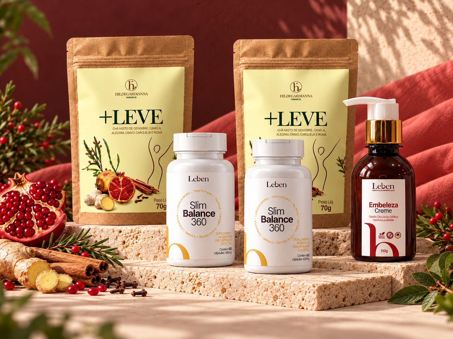 Kit 3: dois Mais Leve, dois Slim Balance 360 e um Creme Embeleza